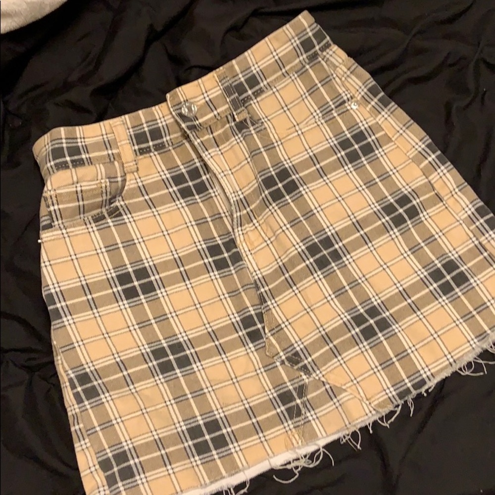 Plaid denim mini skirt NWOT